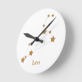 Modern Zodiac Sign Gold Leo | Element Fire Ronde Klok (Hoek)