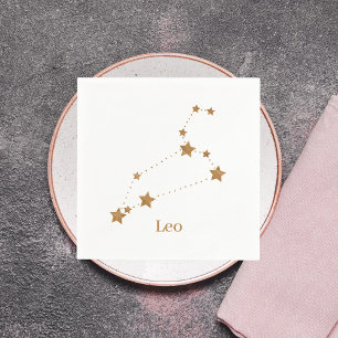 Modern Zodiac Sign Gold Leo   Element Fire Servet