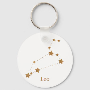 Modern Zodiac Sign Gold Leo   Element Fire Sleutelhanger