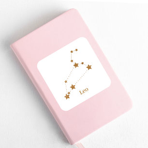 Modern Zodiac Sign Gold Leo   Element Fire Vierkante Sticker