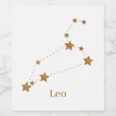 Modern Zodiac Sign Gold Leo | Element Fire Wijn Etiket (Enkel label)