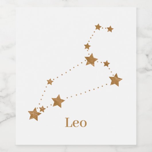 Modern Zodiac Sign Gold Leo | Element Fire Wijn Etiket (Enkel label)