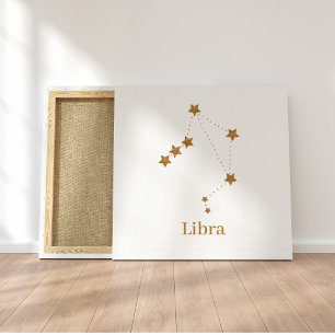 Modern Zodiac Sign Gold Libra   Element Air Canvas Afdruk