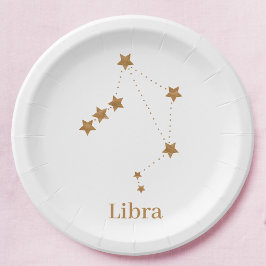 Modern Zodiac Sign Gold Libra | Element Air Papieren Bordje