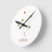 Modern Zodiac Sign Gold Libra | Element Air Ronde Klok (Hoek)