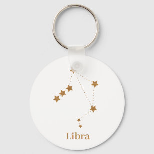 Modern Zodiac Sign Gold Libra   Element Air Sleutelhanger