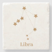 Modern Zodiac Sign Gold Libra | Element Air Stenen Onderzetter (Voorkant)