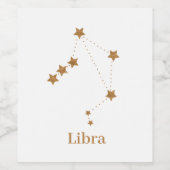 Modern Zodiac Sign Gold Libra | Element Air Wijn Etiket (Enkel label)