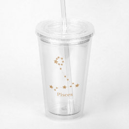 Modern Zodiac Sign Gold Pisces | Element Water Acryl Drinkbeker