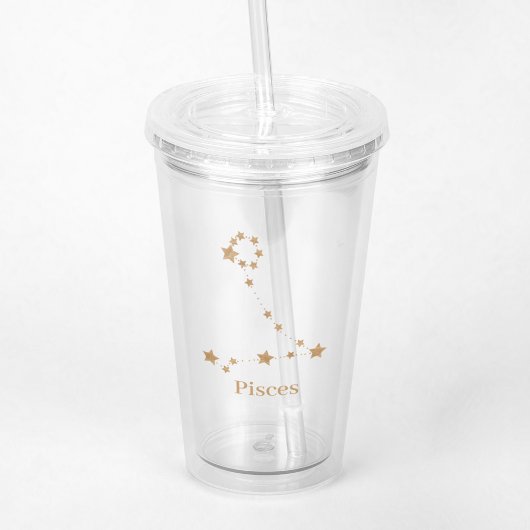 Modern Zodiac Sign Gold Pisces | Element Water Acryl Drinkbeker