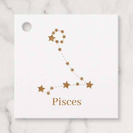 Modern Zodiac Sign Gold Pisces | Element Water Bedankjes Labels (Voorkant)