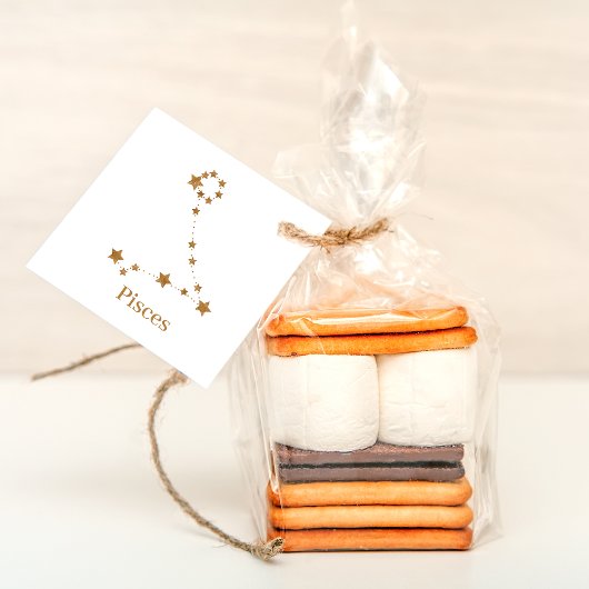 Modern Zodiac Sign Gold Pisces | Element Water Bedankjes Labels