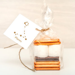 Modern Zodiac Sign Gold Pisces | Element Water Bedankjes Labels