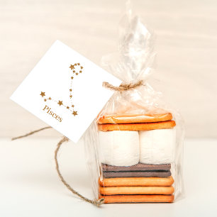 Modern Zodiac Sign Gold Pisces   Element Water Bedankjes Labels