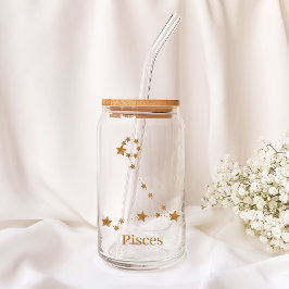 Modern Zodiac Sign Gold Pisces | Element Water Blikvorm Glas