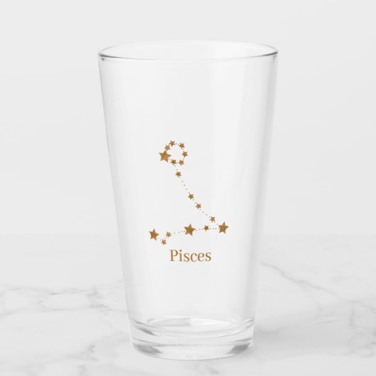 Modern Zodiac Sign Gold Pisces | Element Water Glas (Voorkant)