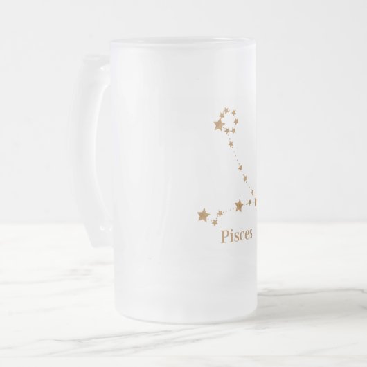 Modern Zodiac Sign Gold Pisces | Element Water Matglas Bierpul (Voorkant links)