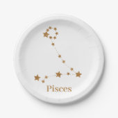 Modern Zodiac Sign Gold Pisces | Element Water Papieren Bordje (Voorkant)