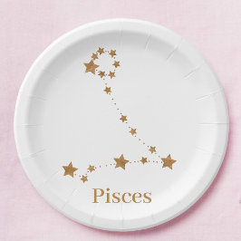 Modern Zodiac Sign Gold Pisces | Element Water Papieren Bordje