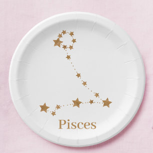 Modern Zodiac Sign Gold Pisces   Element Water Papieren Bordje