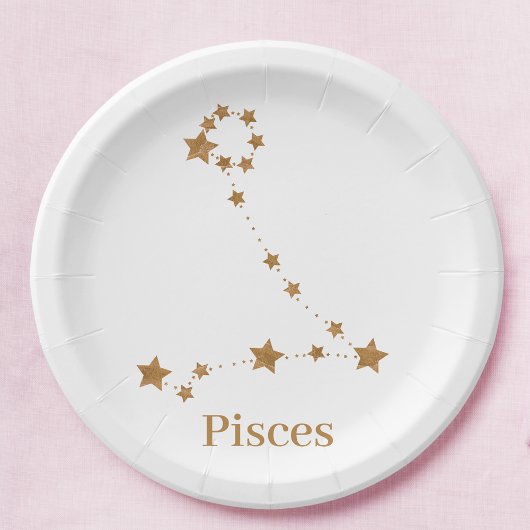Modern Zodiac Sign Gold Pisces | Element Water Papieren Bordje