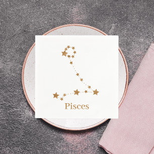 Modern Zodiac Sign Gold Pisces   Element Water Servet