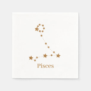 Modern Zodiac Sign Gold Pisces   Element Water Servet