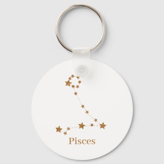 Modern Zodiac Sign Gold Pisces | Element Water Sleutelhanger (Voorkant)