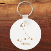 Modern Zodiac Sign Gold Pisces | Element Water Sleutelhanger (Voorkant)