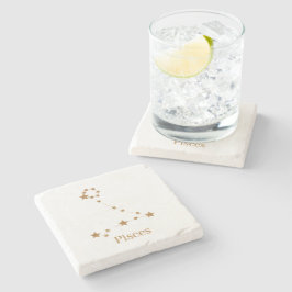 Modern Zodiac Sign Gold Pisces | Element Water Stenen Onderzetter