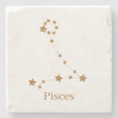 Modern Zodiac Sign Gold Pisces | Element Water Stenen Onderzetter (Voorkant)