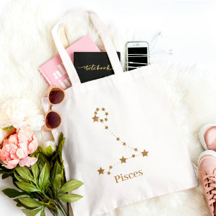 Modern Zodiac Sign Gold Pisces   Element Water Tote Bag