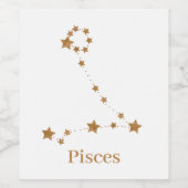 Modern Zodiac Sign Gold Pisces | Element Water Wijn Etiket (Enkel label)