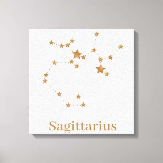 Modern Zodiac Sign Gold Sagittarius | Element Fire Canvas Afdruk (Voorkant)