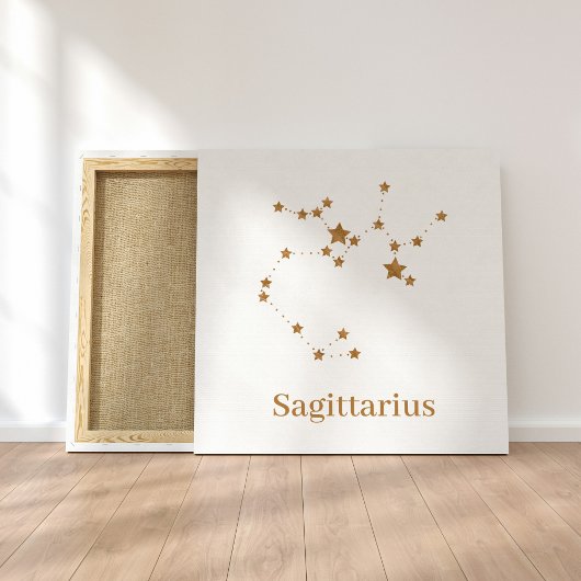 Modern Zodiac Sign Gold Sagittarius | Element Fire Canvas Afdruk