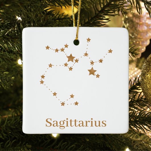 Modern Zodiac Sign Gold Sagittarius | Element Fire Keramisch Ornament