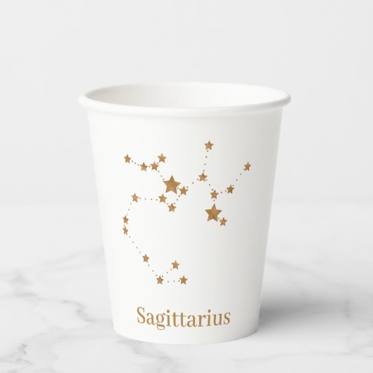 Modern Zodiac Sign Gold Sagittarius | Element Fire Papieren Bekers (Voorkant)