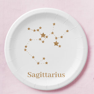 Modern Zodiac Sign Gold Sagittarius   Element Fire Papieren Bordje