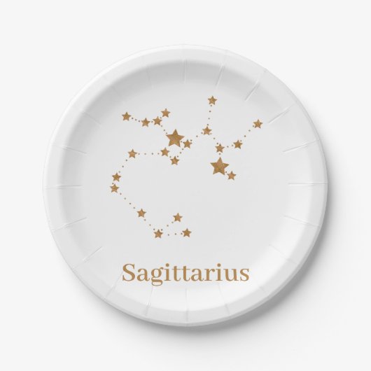 Modern Zodiac Sign Gold Sagittarius | Element Fire Papieren Bordje (Voorkant)