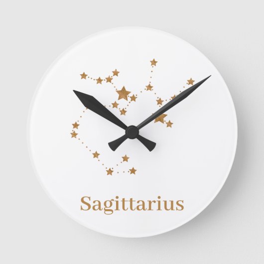 Modern Zodiac Sign Gold Sagittarius | Element Fire Ronde Klok (Voorkant)