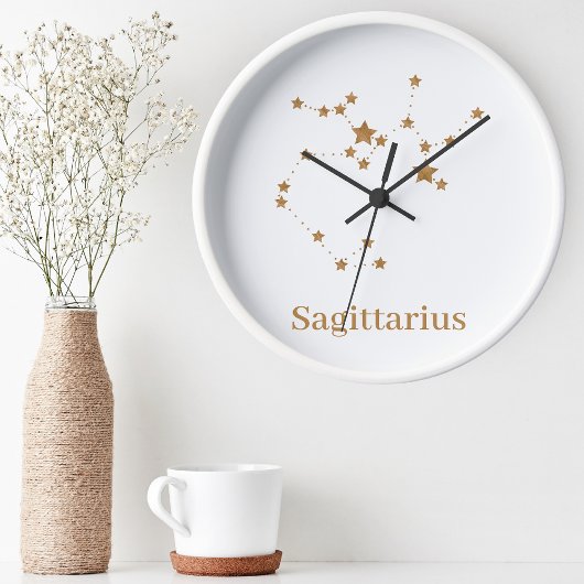 Modern Zodiac Sign Gold Sagittarius | Element Fire Ronde Klok