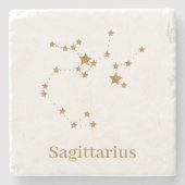 Modern Zodiac Sign Gold Sagittarius | Element Fire Stenen Onderzetter (Voorkant)
