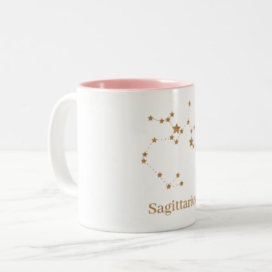 Modern Zodiac Sign Gold Sagittarius | Element Fire Tweekleurige Koffiemok (Voorkant links)
