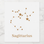 Modern Zodiac Sign Gold Sagittarius | Element Fire Wijn Etiket (Enkel label)