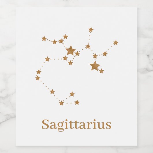 Modern Zodiac Sign Gold Sagittarius | Element Fire Wijn Etiket (Enkel label)