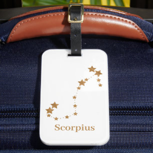 Modern Zodiac Sign Gold Scorpius   Element Water Bagagelabel