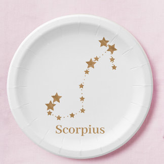 Modern Zodiac Sign Gold Scorpius | Element Water Papieren Bordje