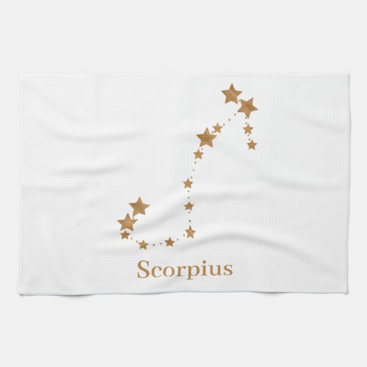 Modern Zodiac Sign Gold Scorpius | Element Water Theedoek (Horizontaal)