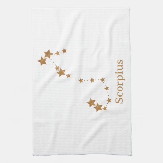 Modern Zodiac Sign Gold Scorpius | Element Water Theedoek (Verticaal)