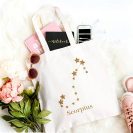 Modern Zodiac Sign Gold Scorpius | Element Water Tote Bag
